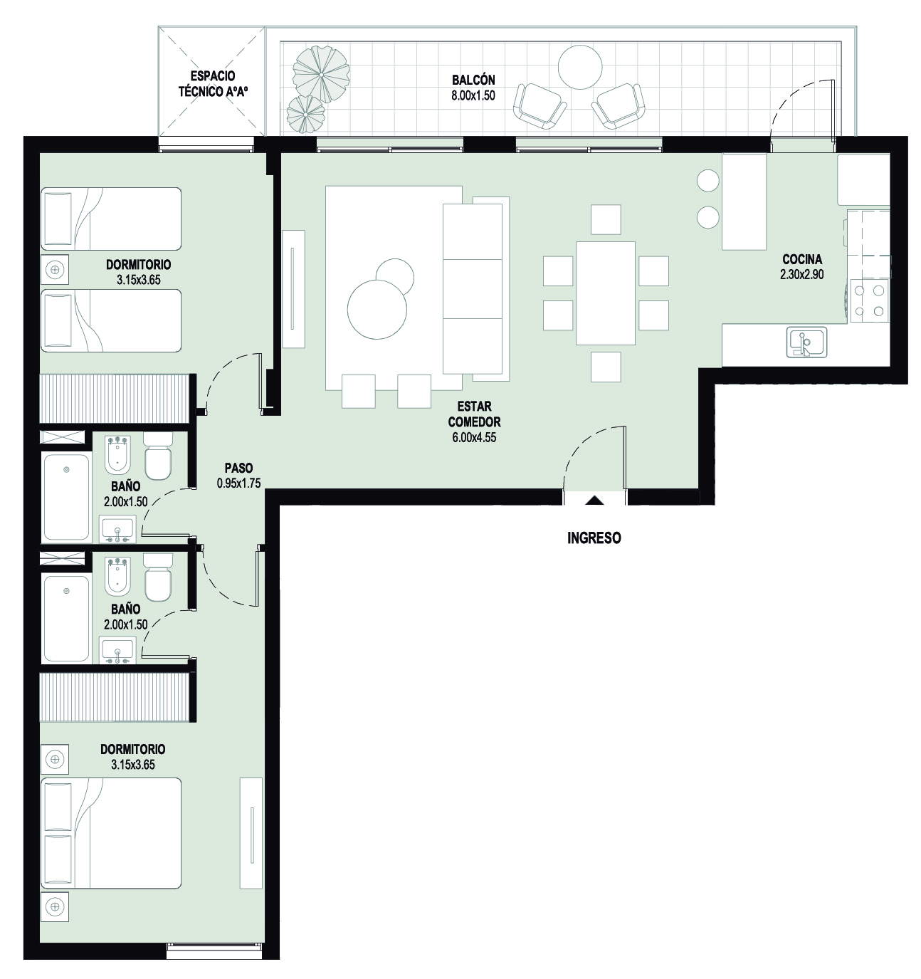 Dos Dormitorio